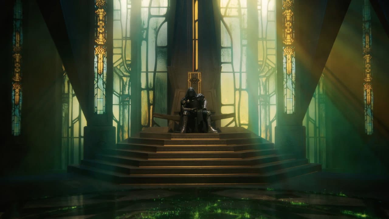 Doctor Doom on his throne in Avengers: Doomsday artwork